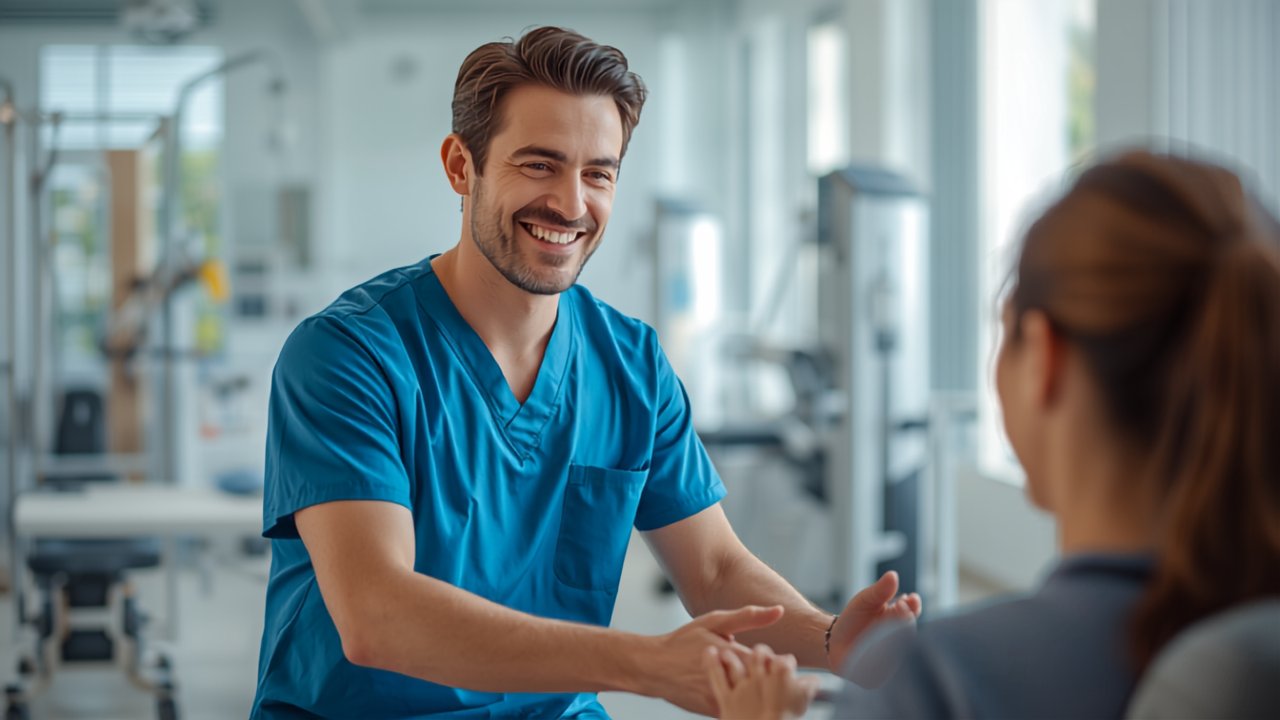 Physiotherapeutin behandelt eine Patientin