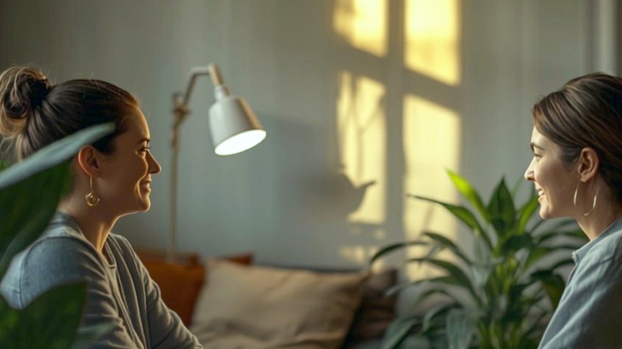 Psychotherapeutisches Erstgespräch in einem hellen Praxisraum
