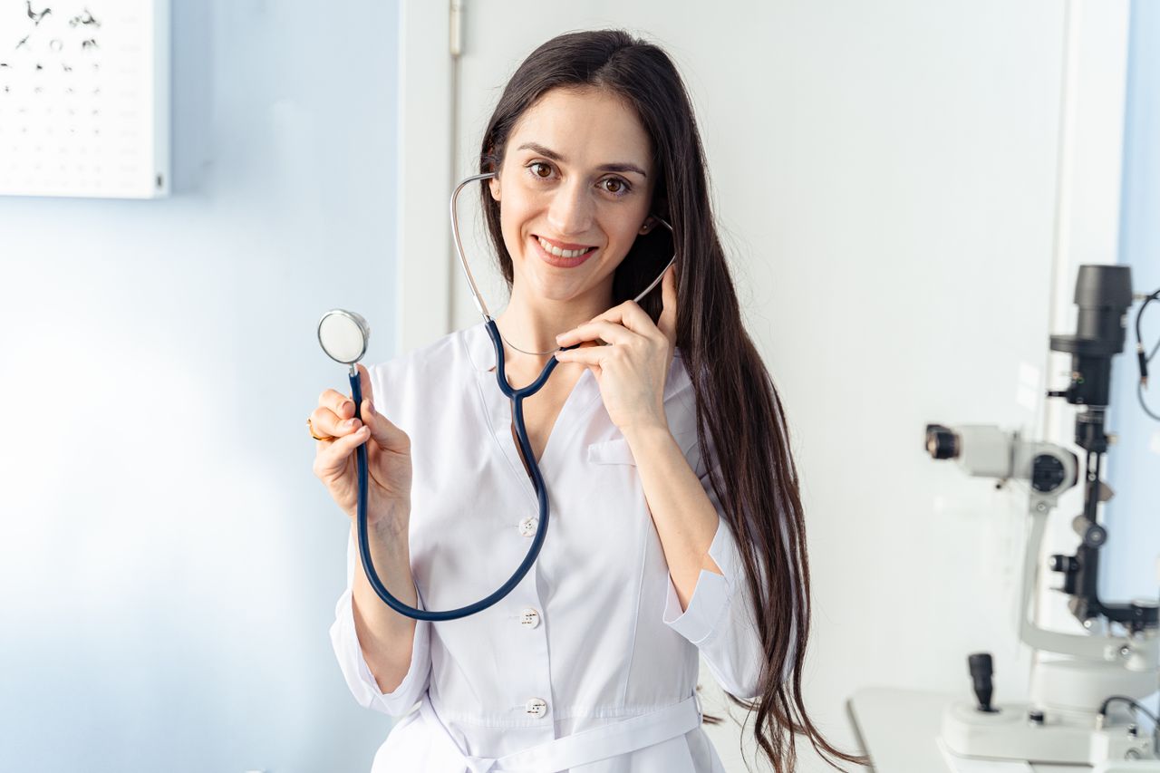 Doctor with a stethoscope in the practice