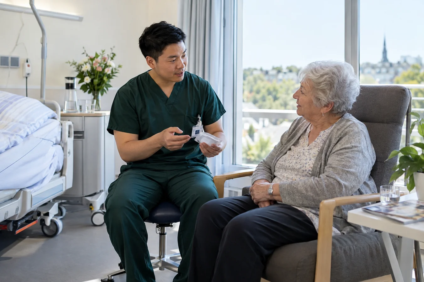 Pflege in einem Patientenzimmer