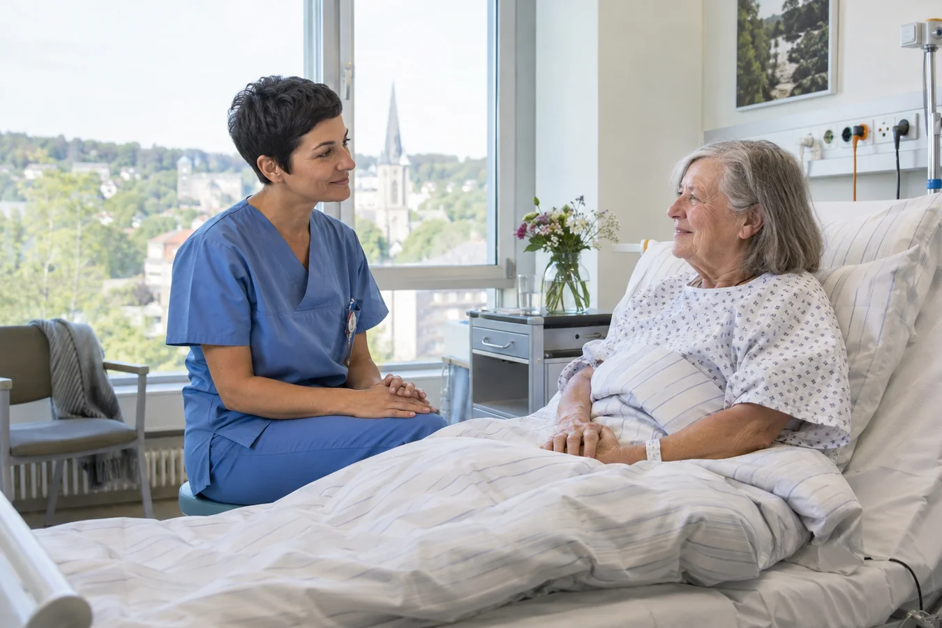 Nurse talking with a patient