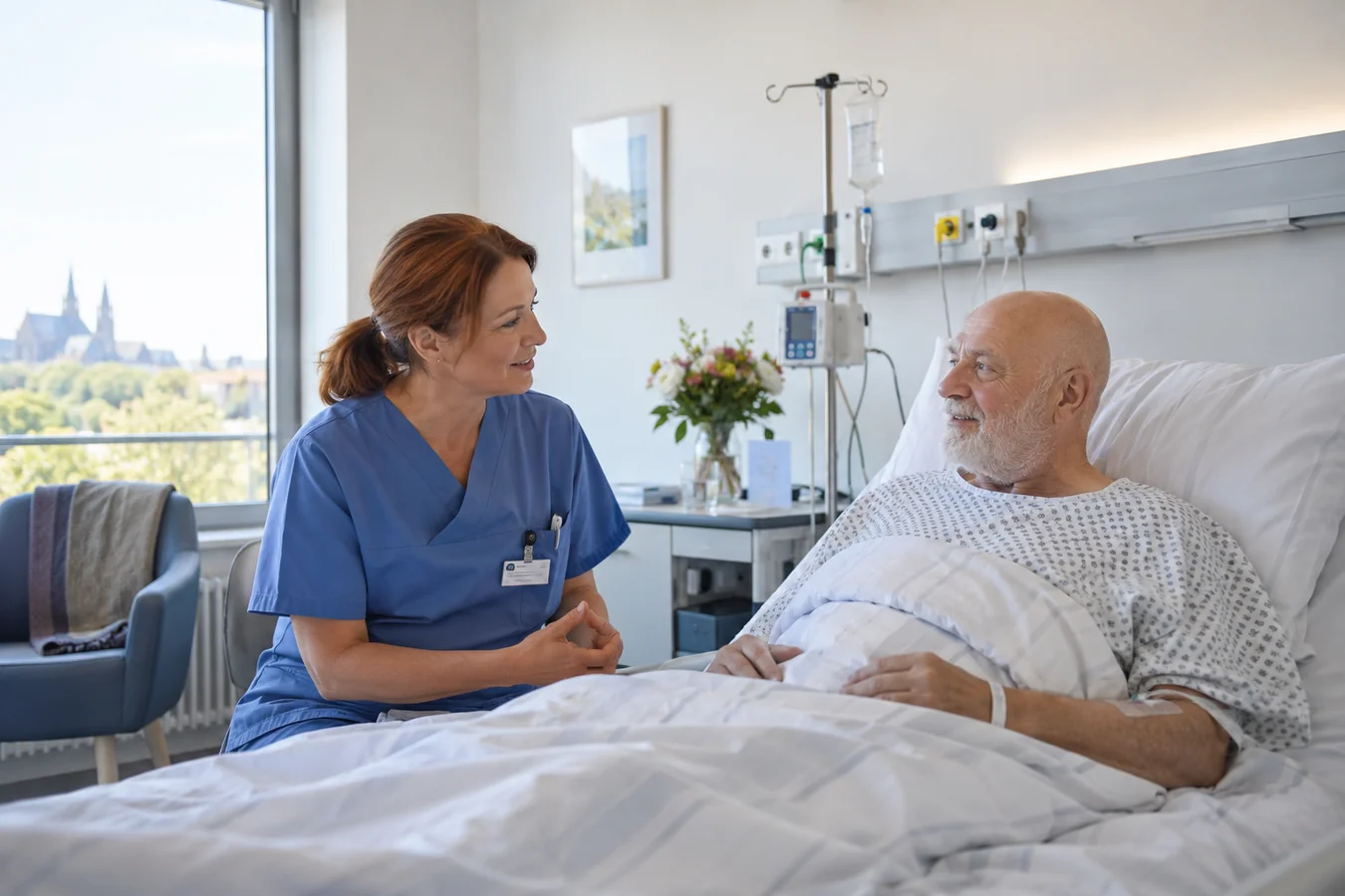 Pflegegespräch mit einem Patienten