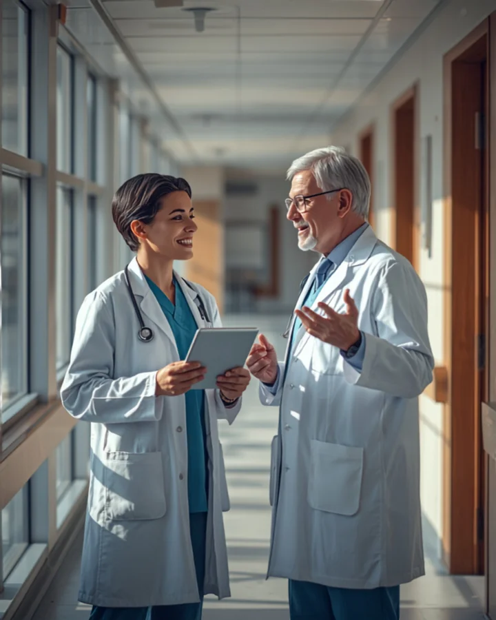 Conversación entre una residente y un médico