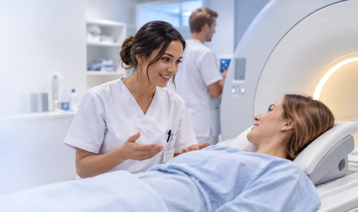 Atención a una paciente en radiología